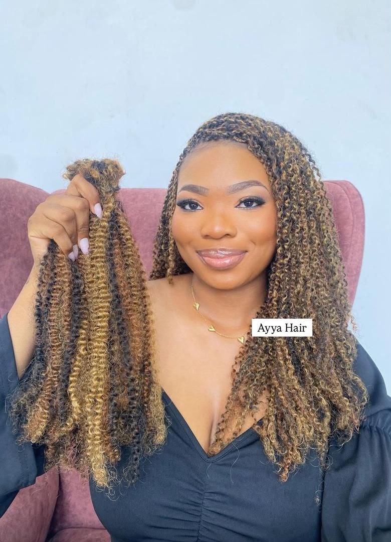 Kinky Curly Hair (Human Hair Replica) - Spicy Auburn Blonde