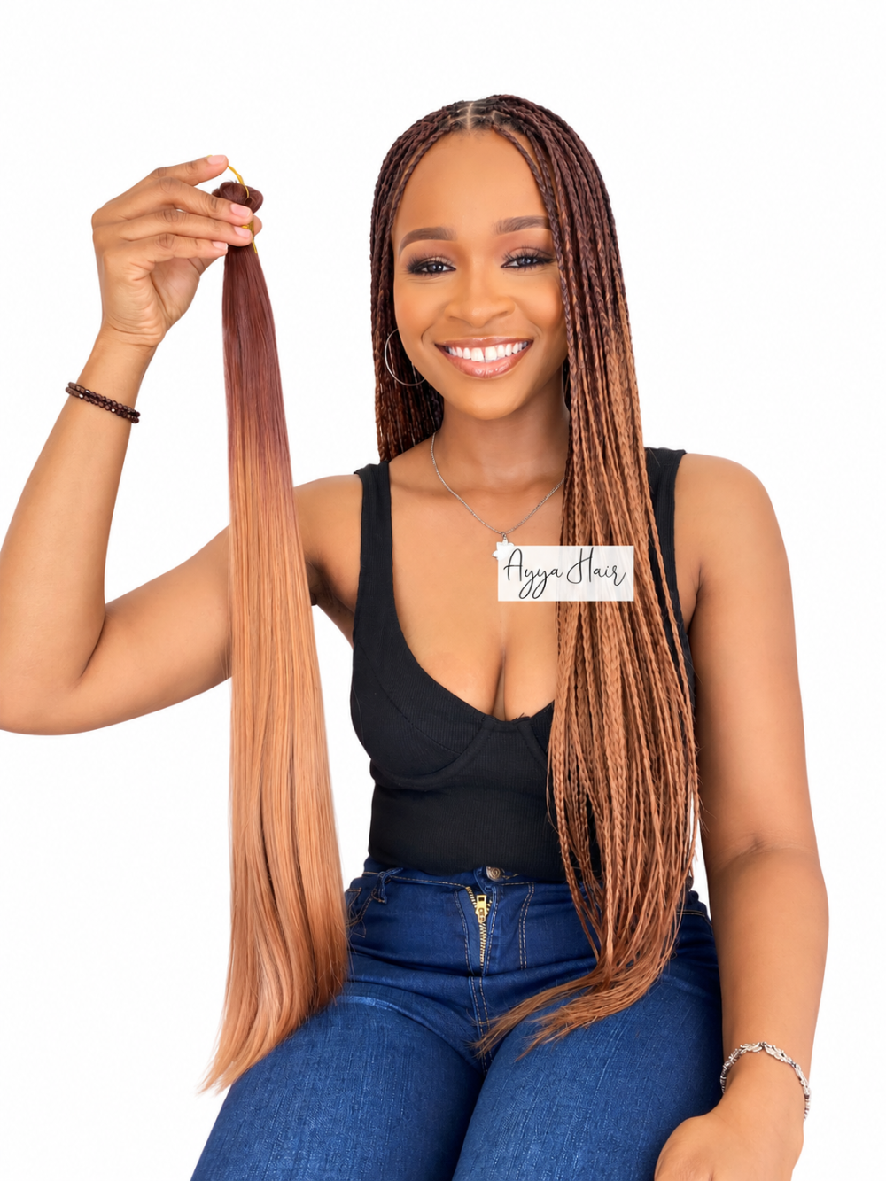 Bone Straight Braid Extension- Chocolate Cinnamon Ombre
